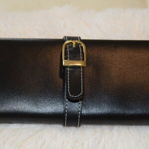 Danier Black Leather Jewellery Roll For Travel